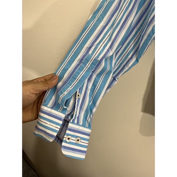 Nat Nast Coastal American Fit Retro Resort Striped Boho Preppy Button Up Shirt M - Picture 11 of 15